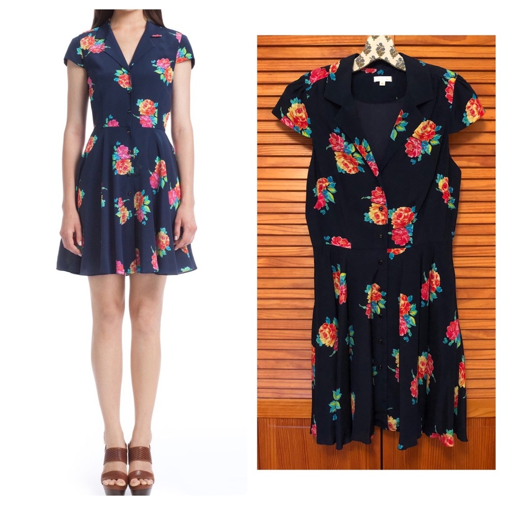Shoshanna 100% SIlk Floral Print Shirtdress sz 8